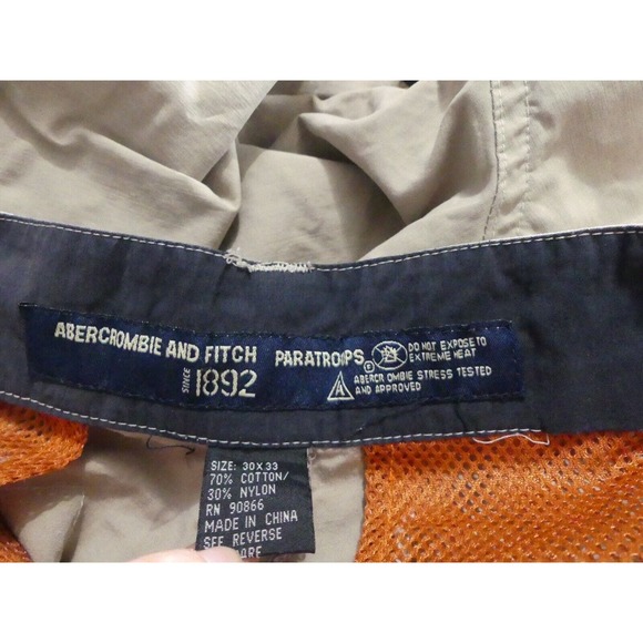 VTG Abercrombie & Fitch Mens 30 Paratrooper Cargo Pants Khaki Pockets Y2K 90s - Picture 10 of 12